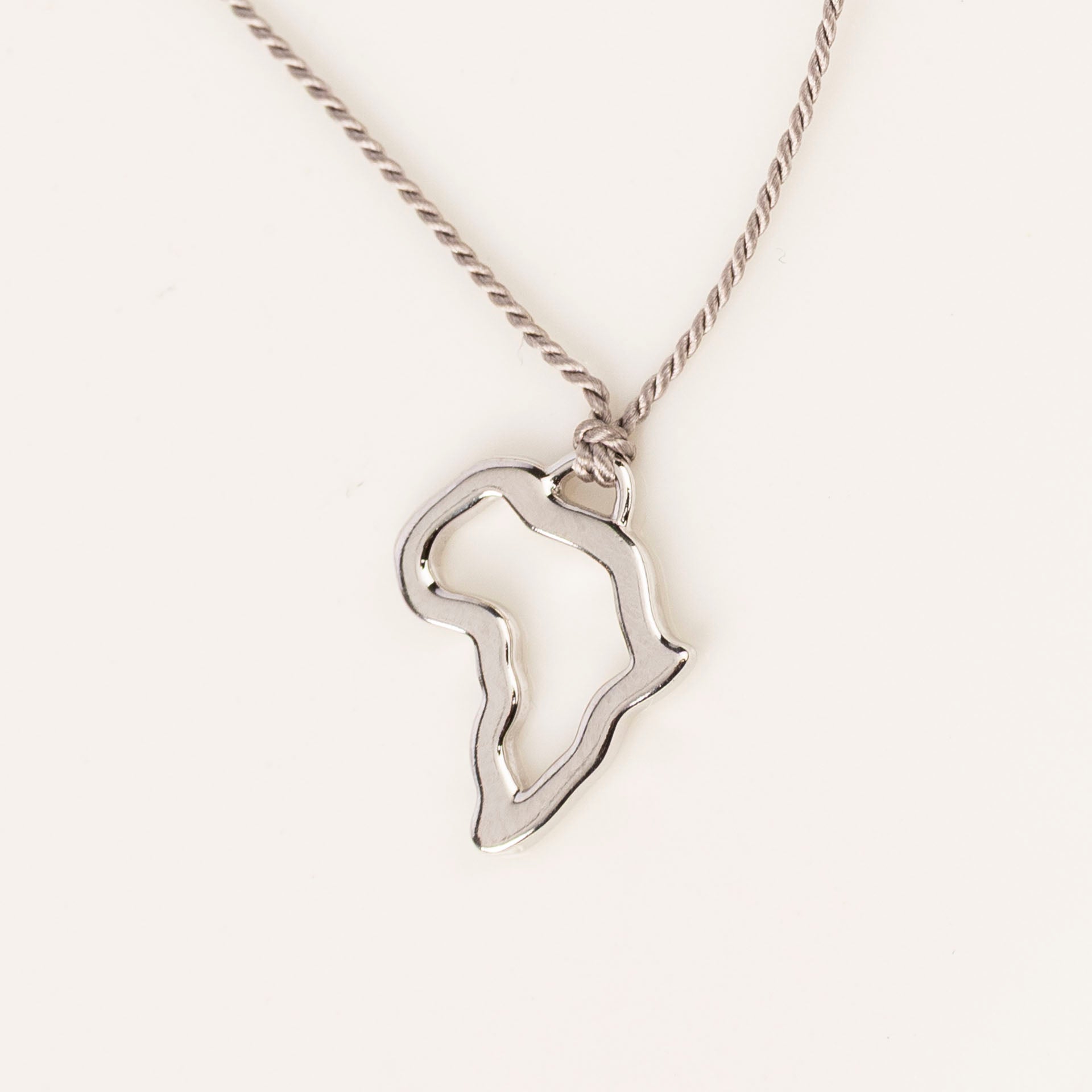 Sterling Silver Africa Outline Pendant (Silk or Chain)