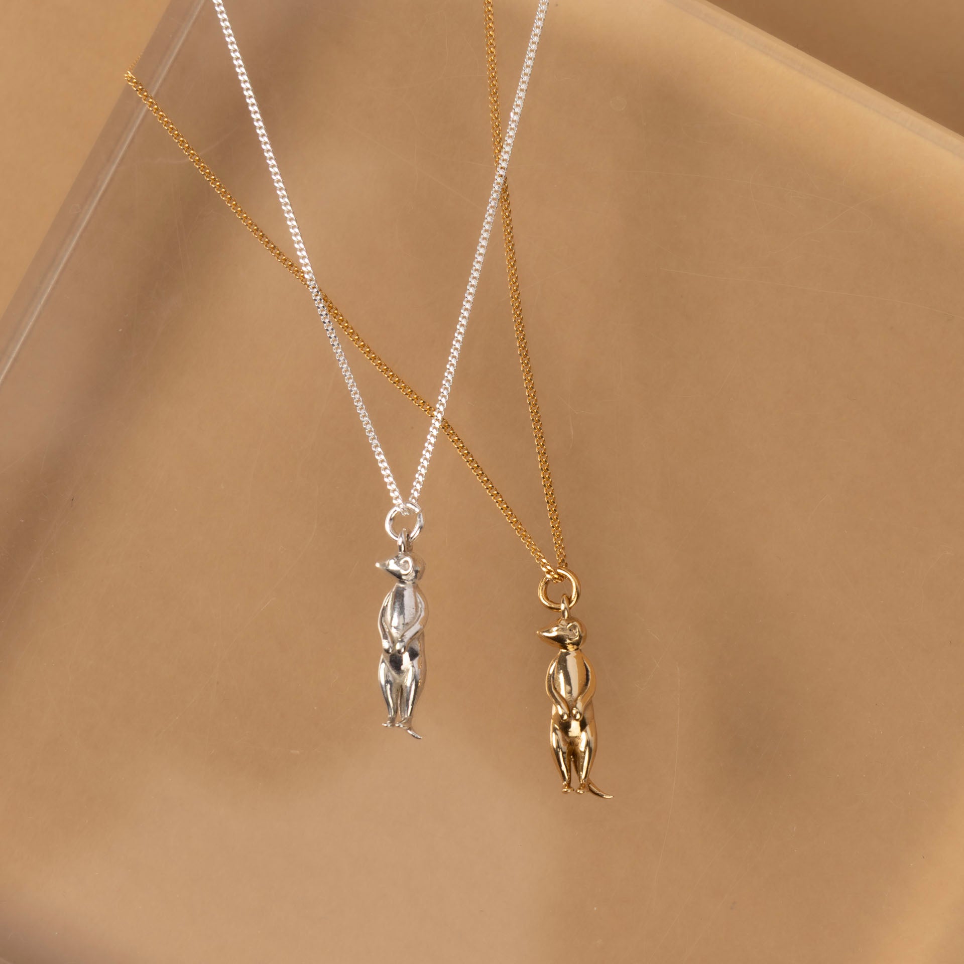 Meerkat Necklace (sterling silver or gold-dipped)