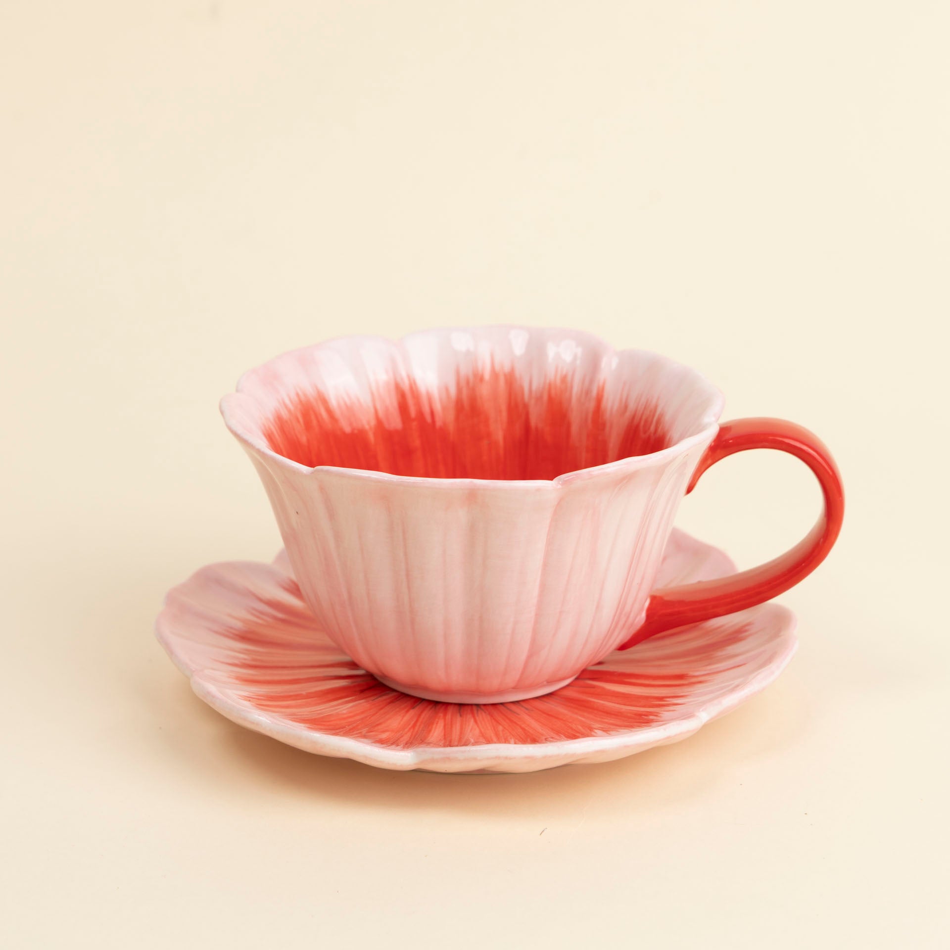 Blush Poppy Bloom Ceramic Cup & Saucer