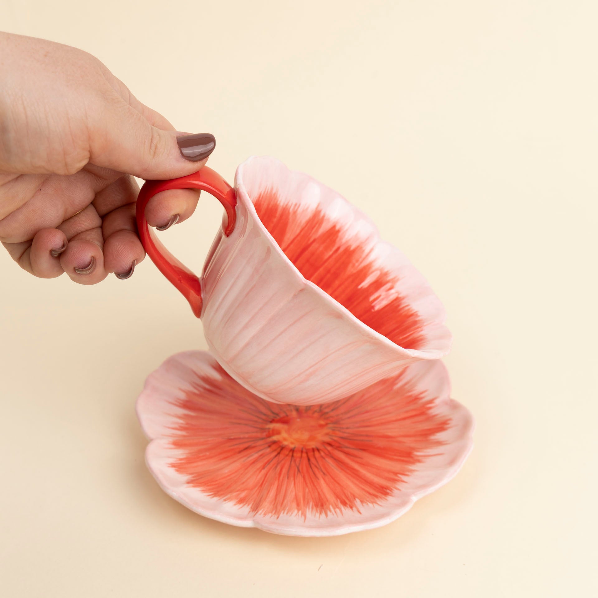 Blush Poppy Bloom Ceramic Cup & Saucer