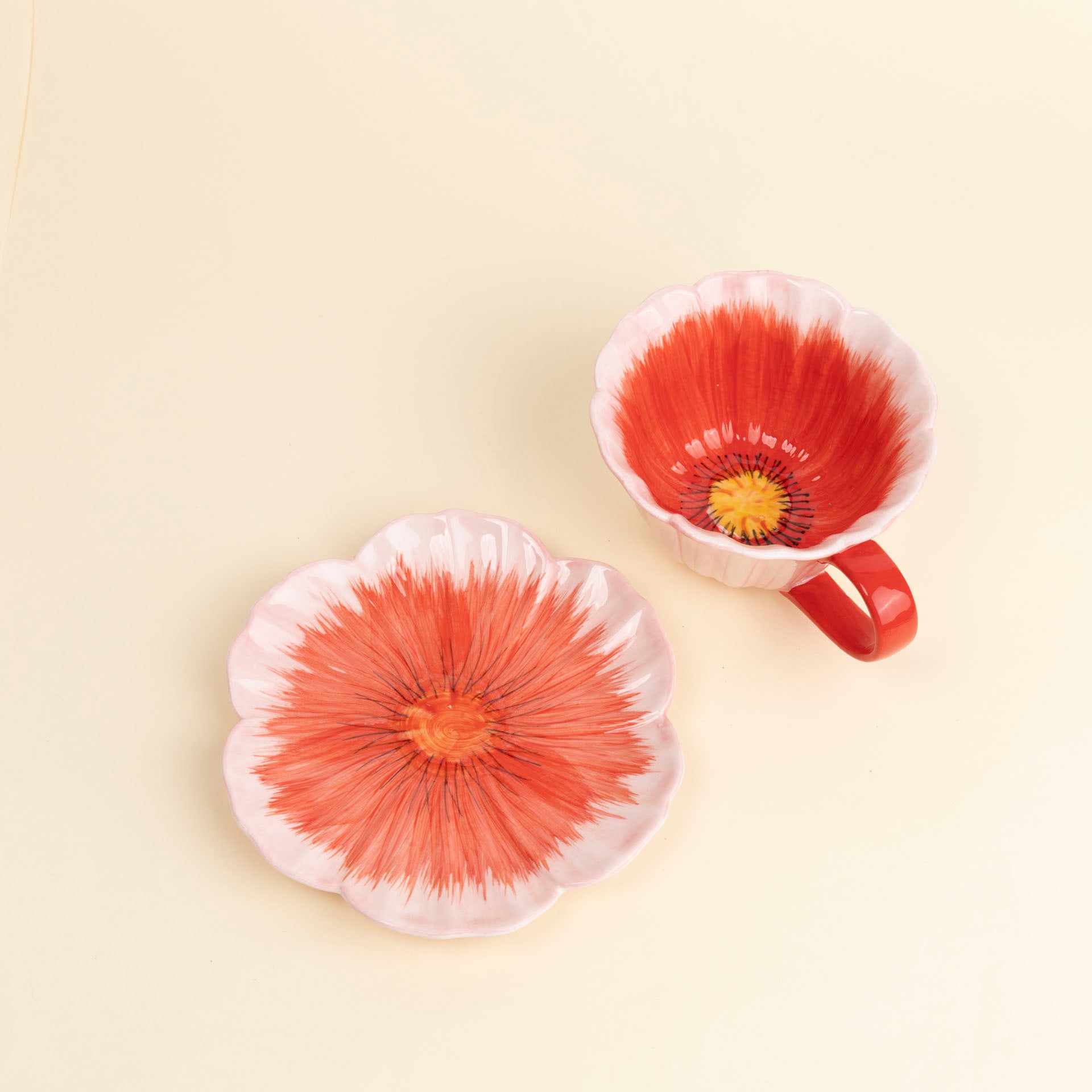 Blush Poppy Bloom Ceramic Cup & Saucer