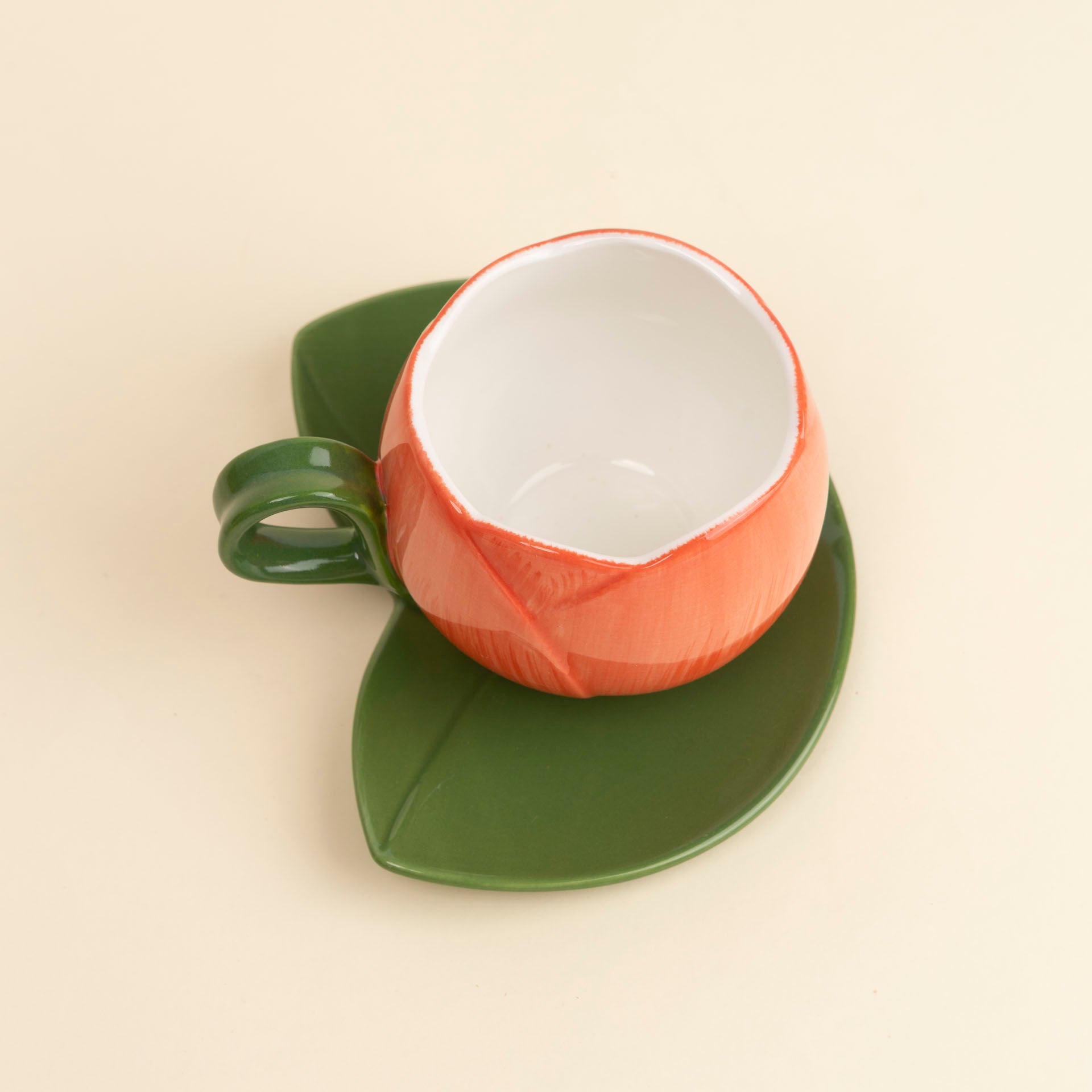 Coral Bloom Ceramic Cup & Saucer