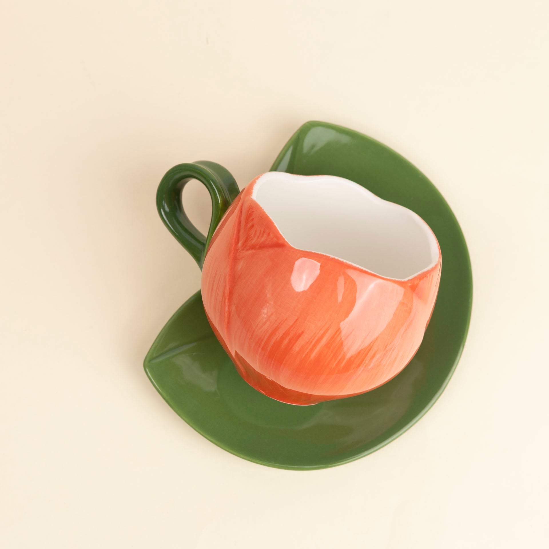 Coral Bloom Ceramic Cup & Saucer