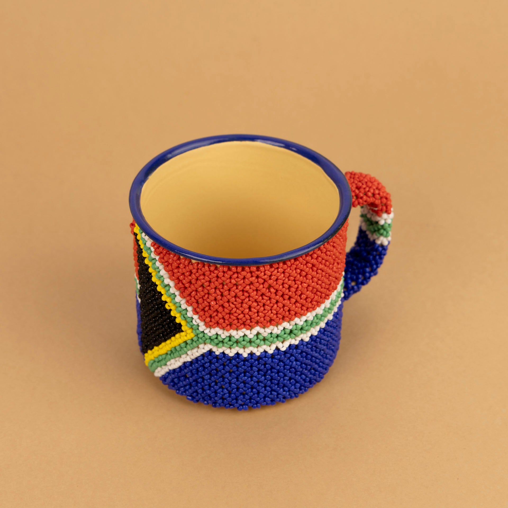 South African Flag Beaded Enamel Mug by Project Hope