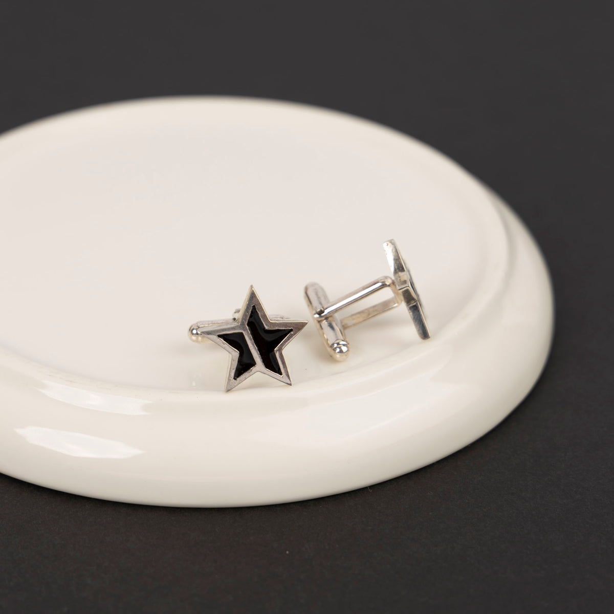 Men's Sterling Silver and Resin Star Cufflinks