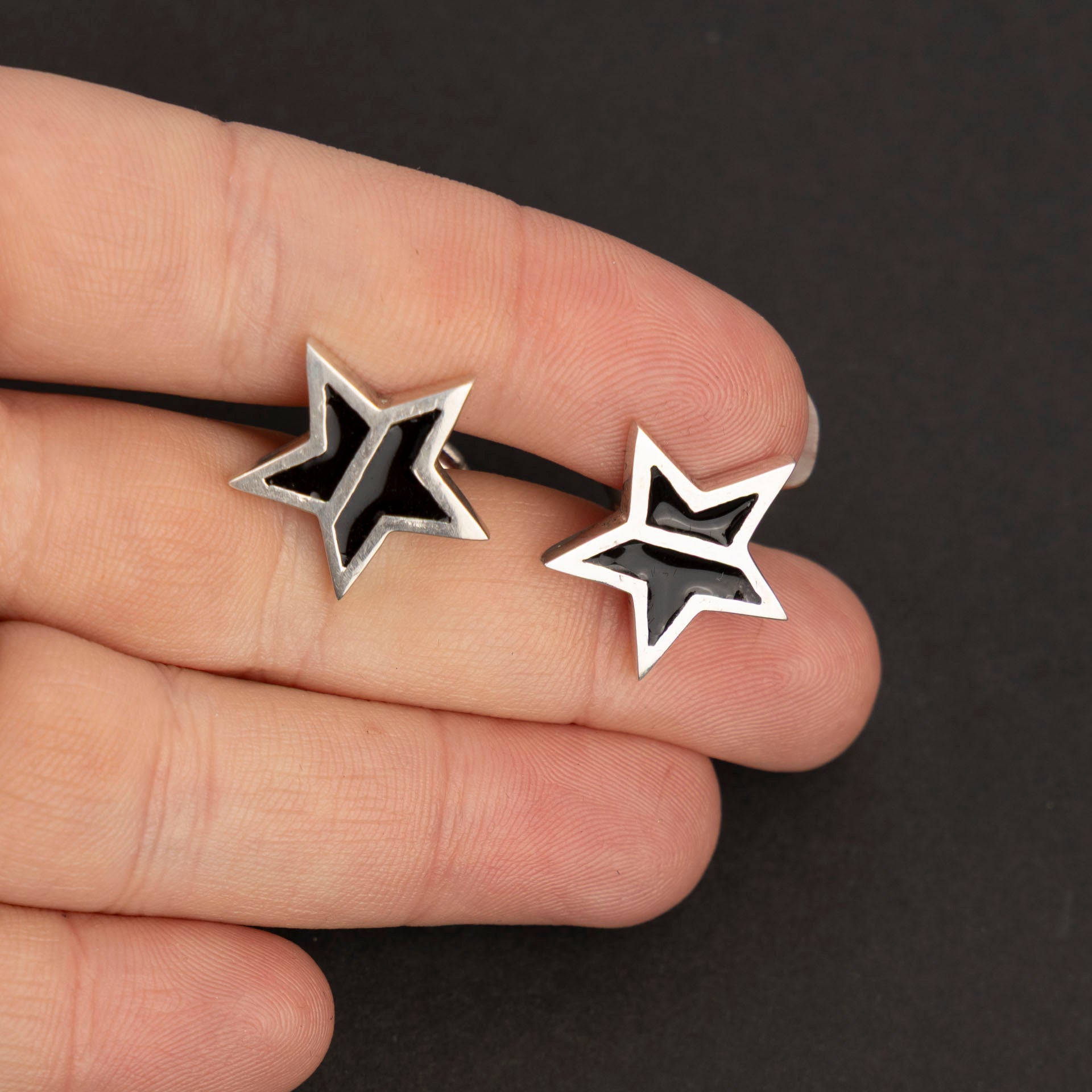 Men's Sterling Silver and Resin Star Cufflinks