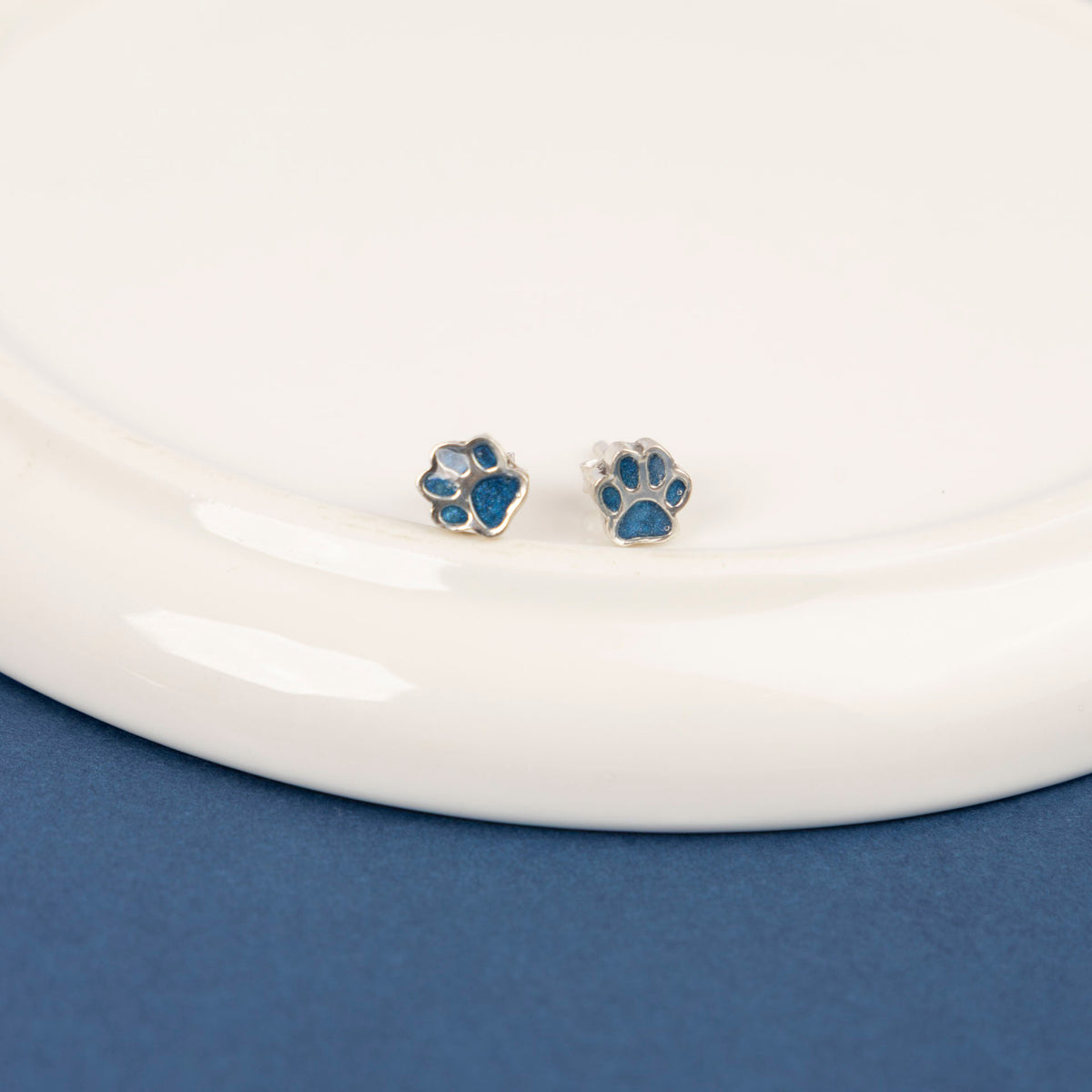 Pawprint Sterling Silver and Resin Stud Earrings