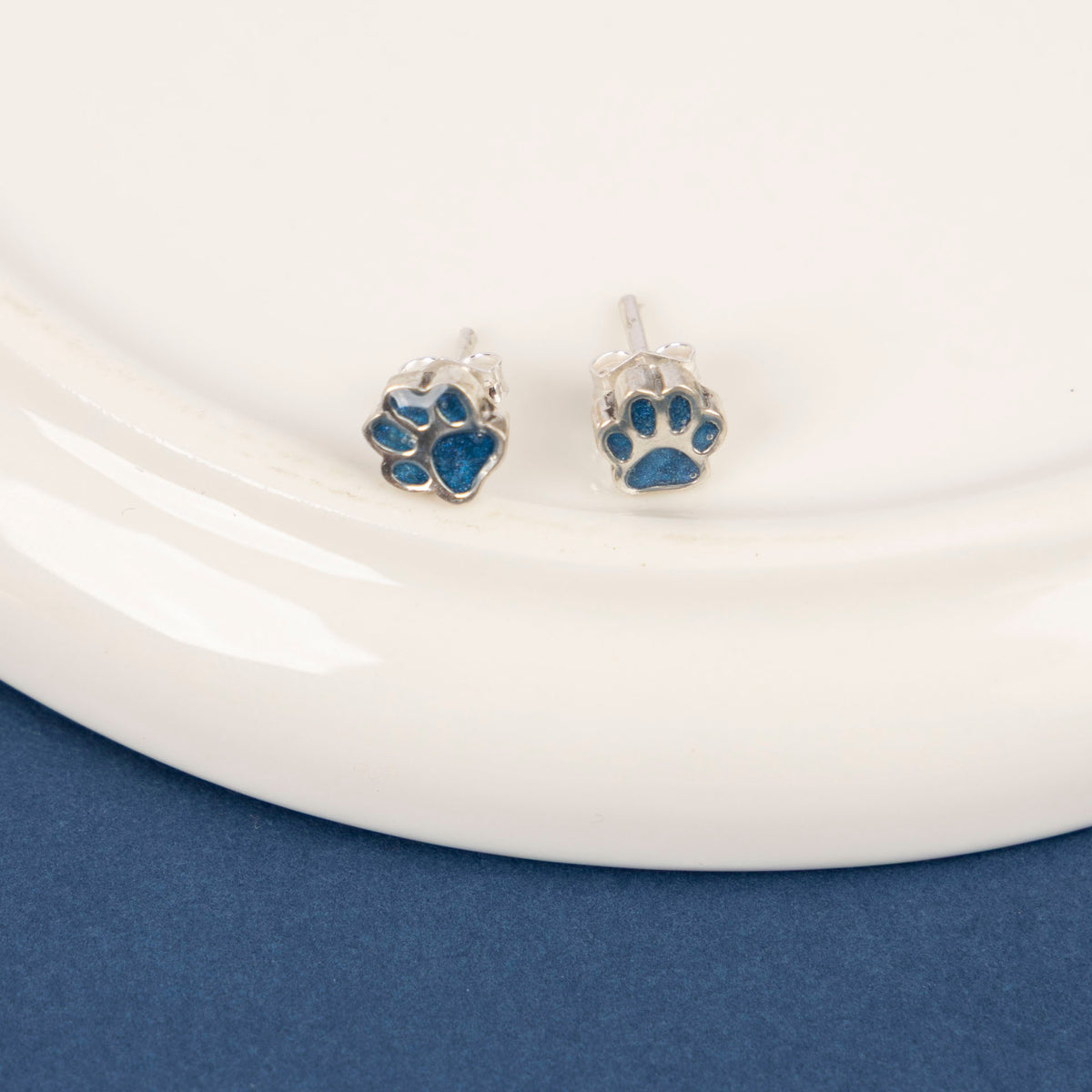 Pawprint Sterling Silver and Resin Stud Earrings