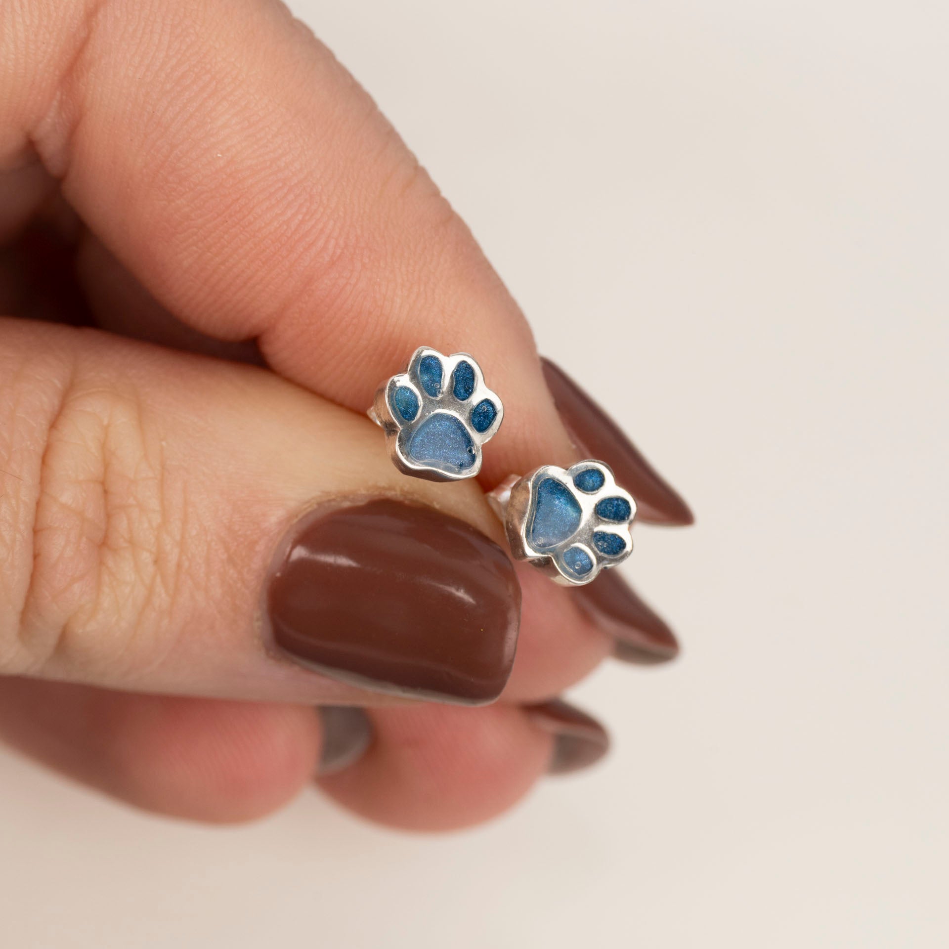 Pawprint Sterling Silver and Resin Stud Earrings