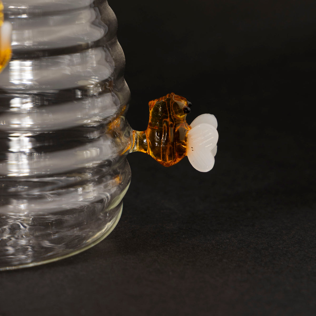 Handcrafted Glass Honey Pot with Dipper & Bee Accents