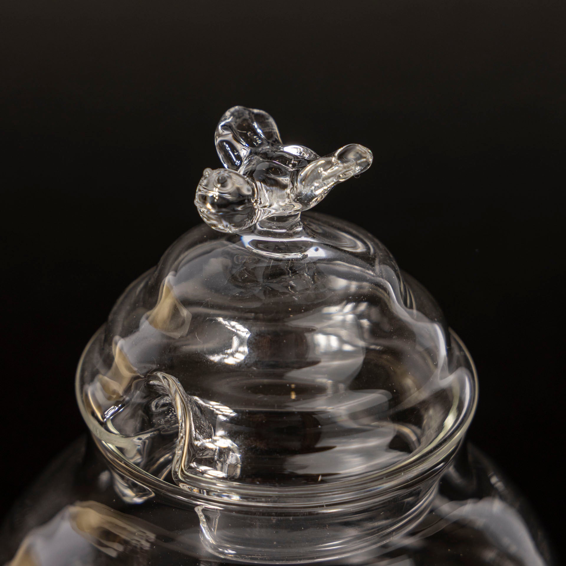 Handcrafted Clear Glass Honey Pot with Dipper