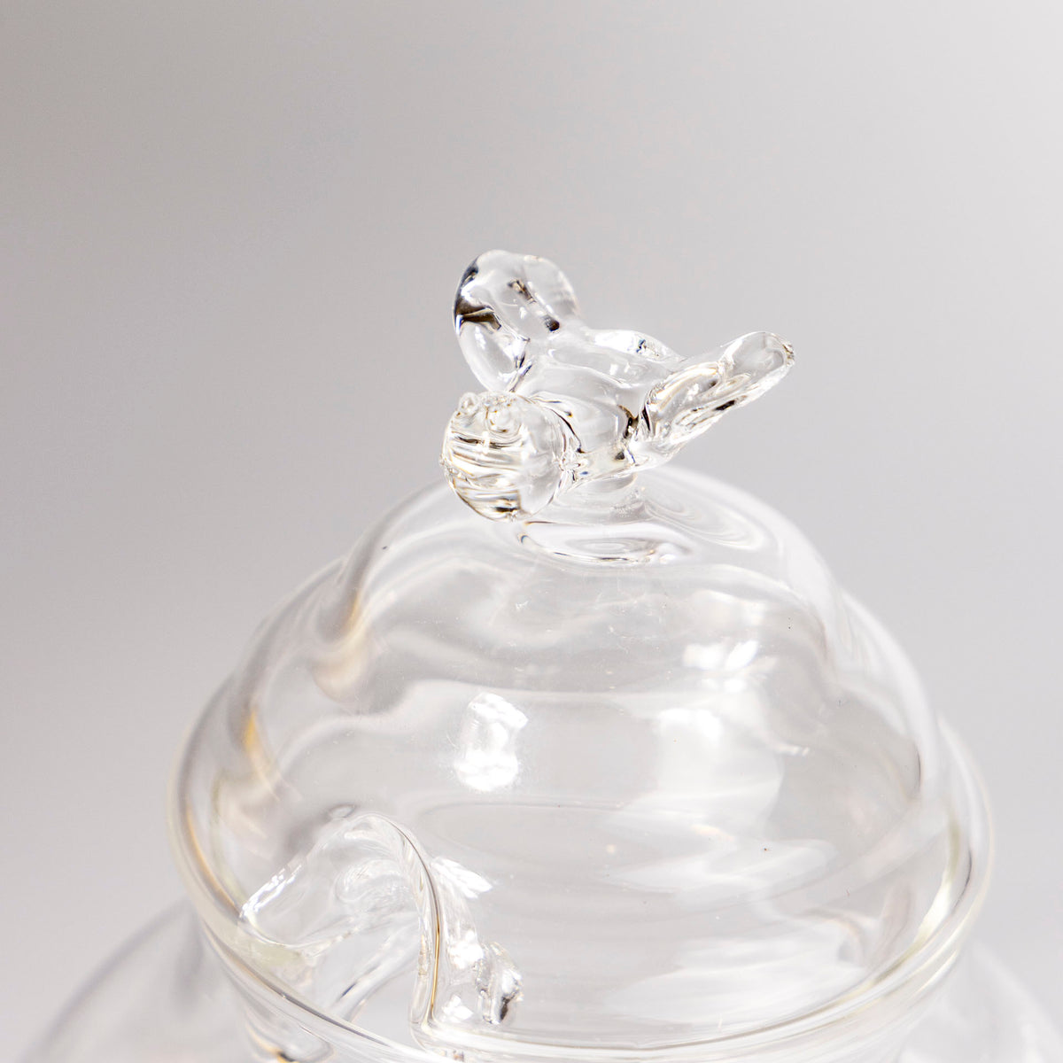 Handcrafted Clear Glass Honey Pot with Dipper