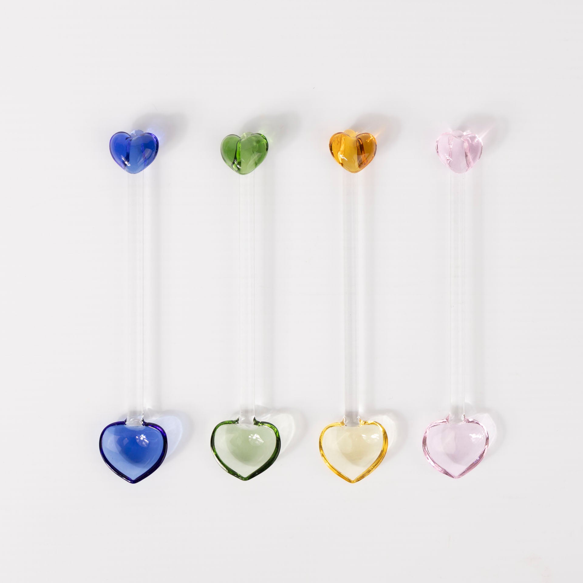Glass Stirring Spoons with Heart Accent (set of 4)