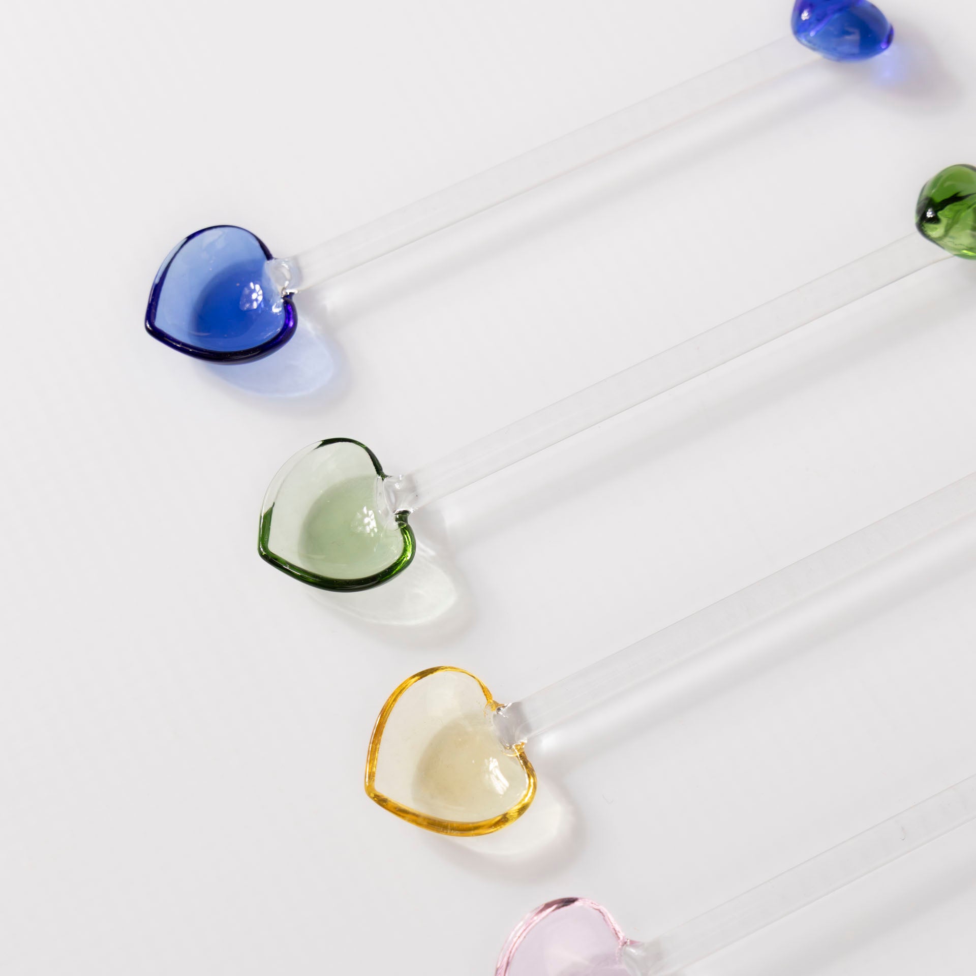 Glass Stirring Spoons with Heart Accent (set of 4)
