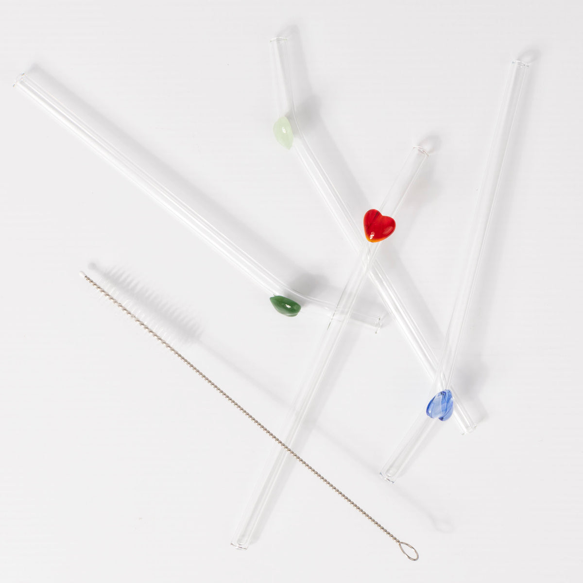 Glass Straws with Heart Accent (set of 4)
