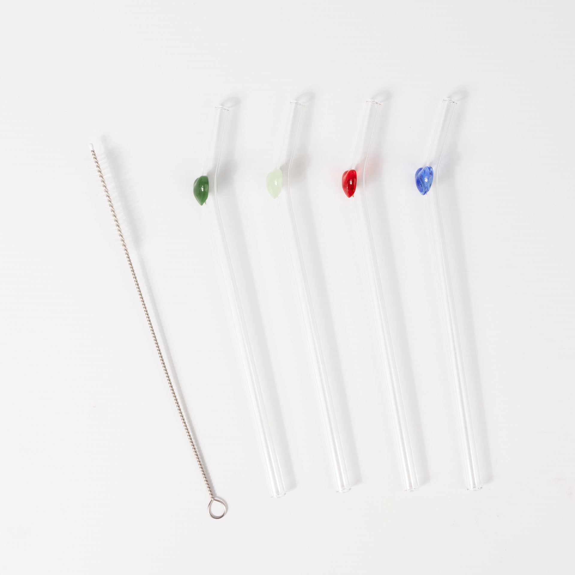 Glass Straws with Heart Accent (set of 4)