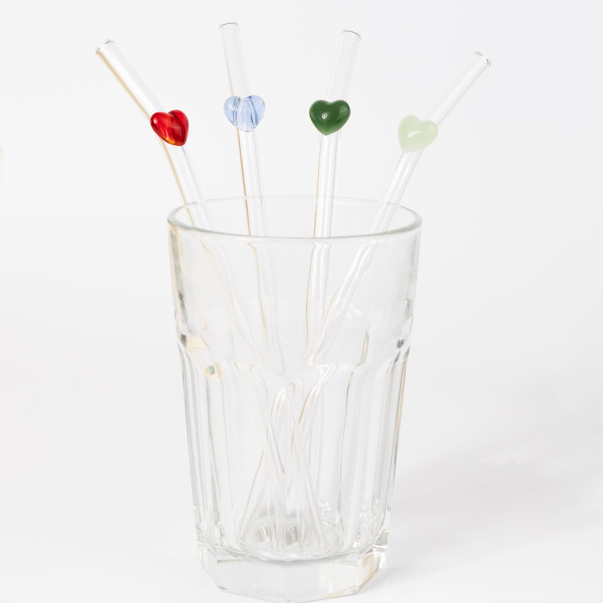Glass Straws with Heart Accent (set of 4)