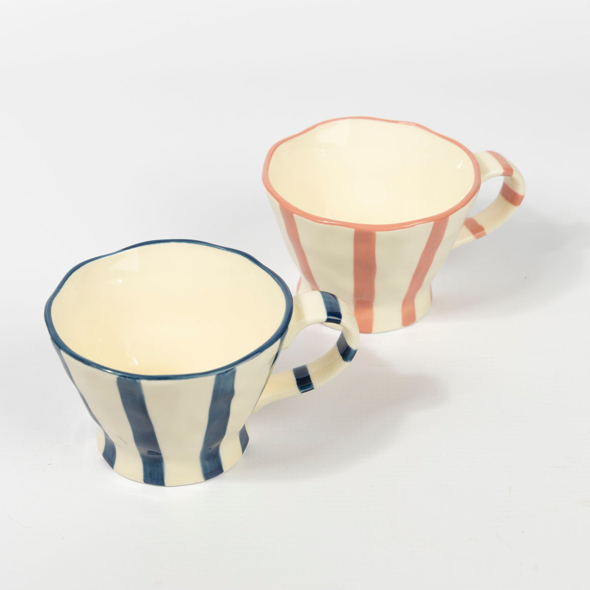 Wonky Striped Teacup (blue coastal or blush pink)