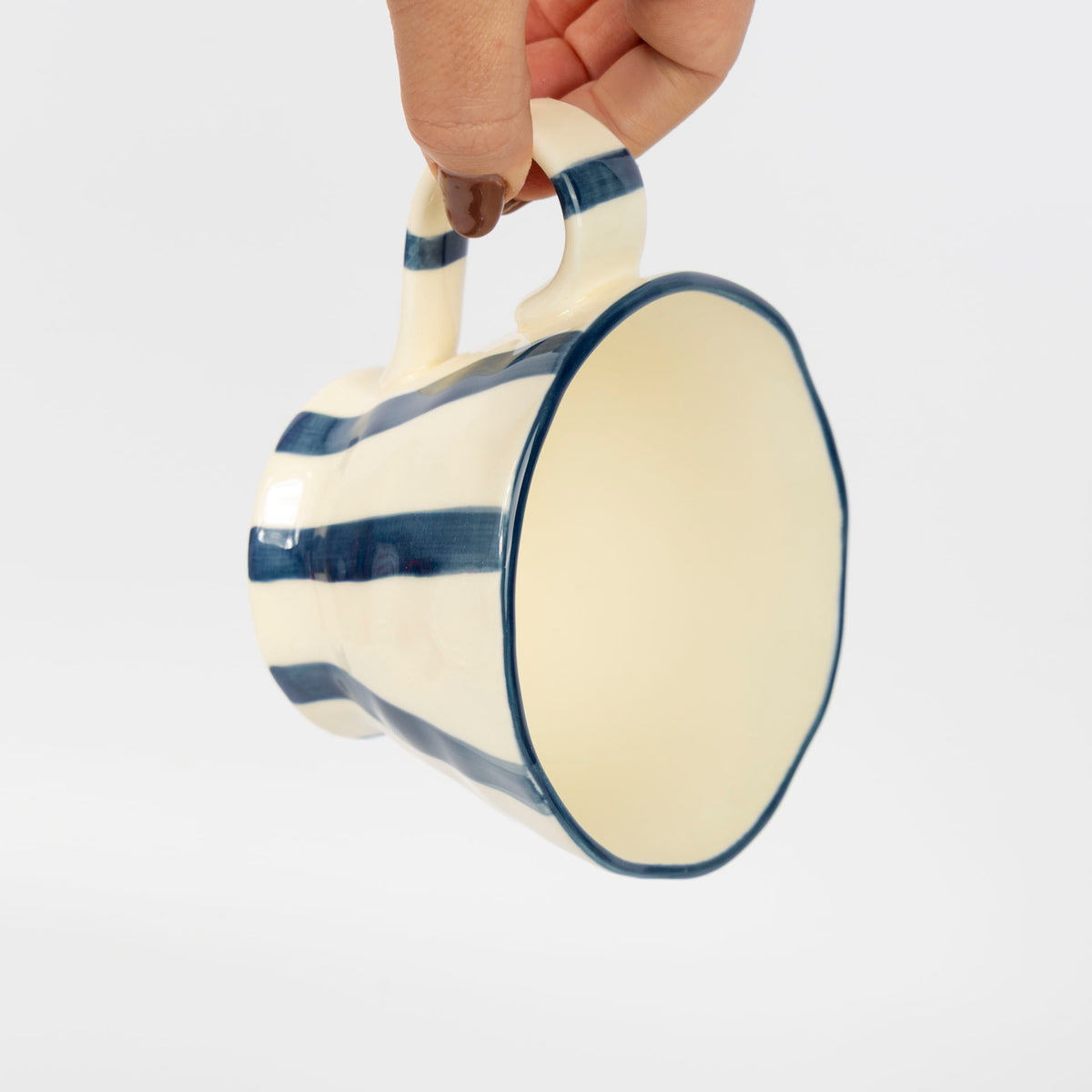 Wonky Striped Teacup (blue coastal or blush pink)