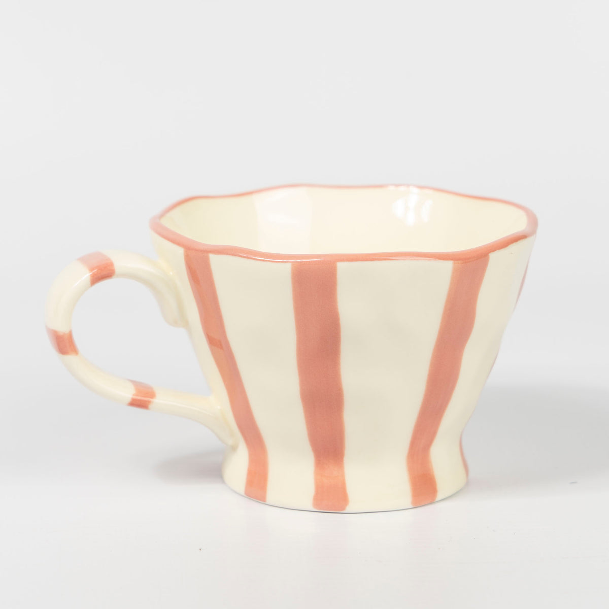 Wonky Striped Teacup (blue coastal or blush pink)