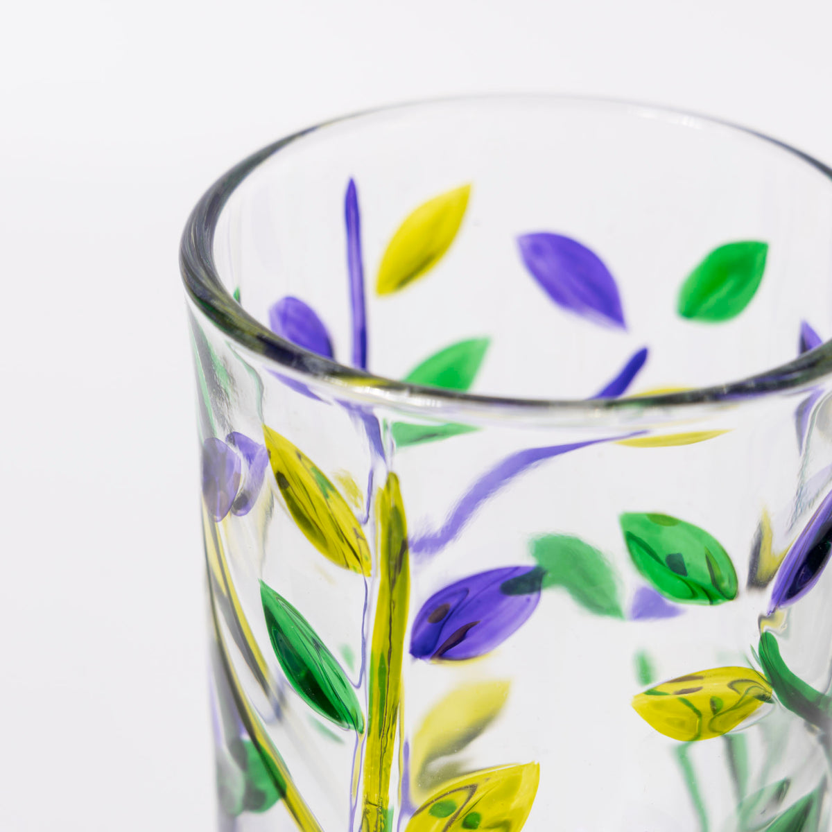 Lavender Floral Glass Tumblers (set of 6 - assorted sizes)