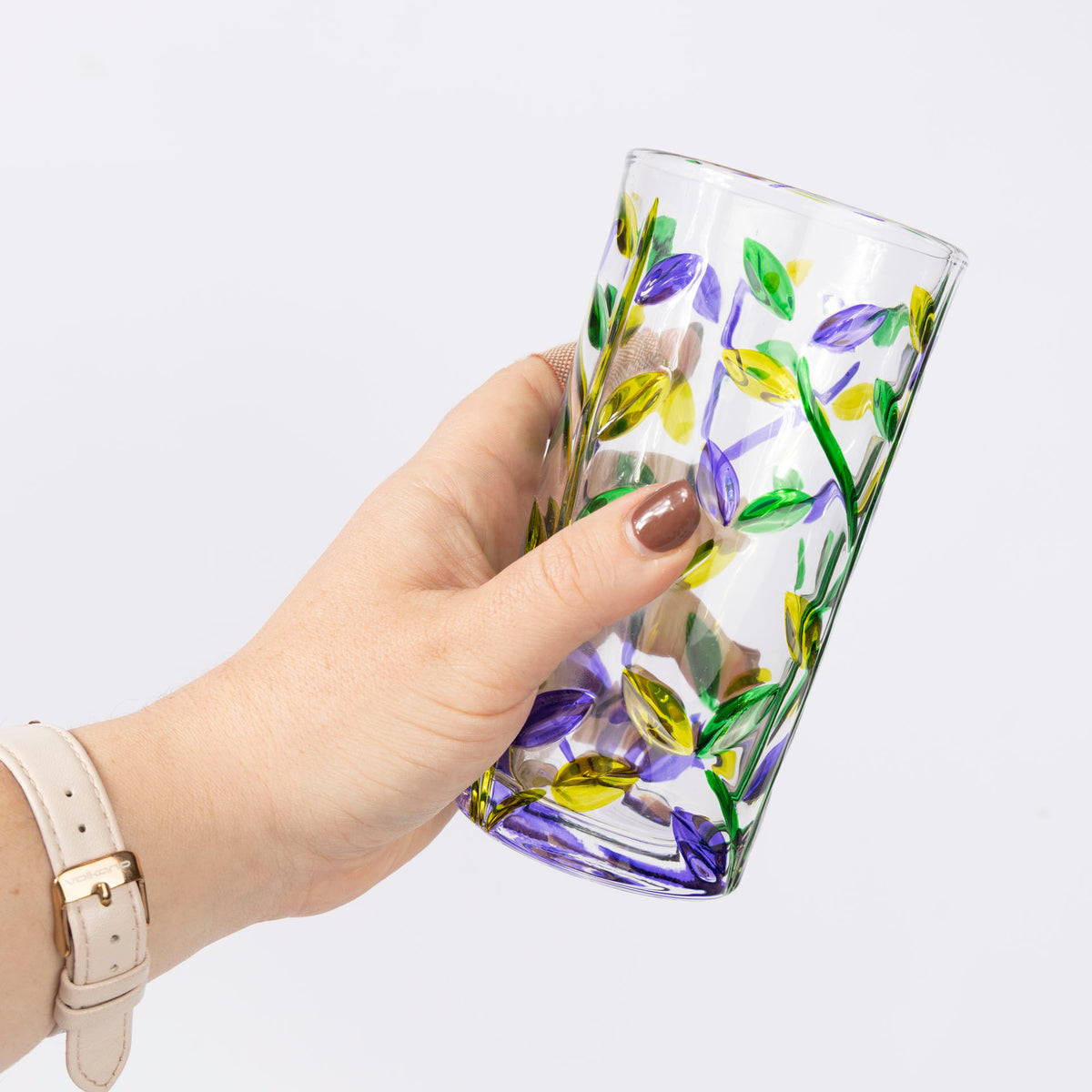 Lavender Floral Glass Tumblers (set of 6 - assorted sizes)