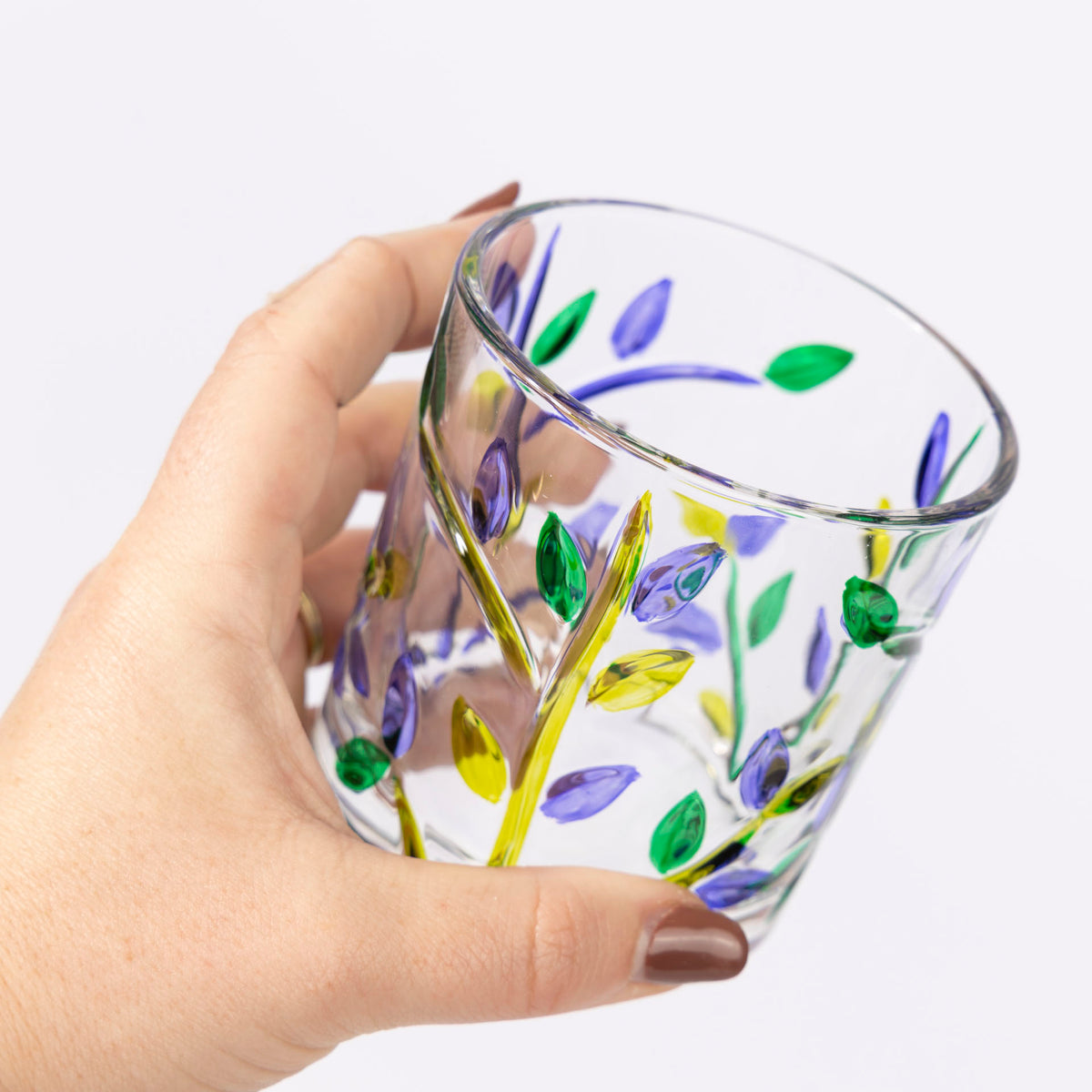 Lavender Floral Glass Tumblers (set of 6 - assorted sizes)