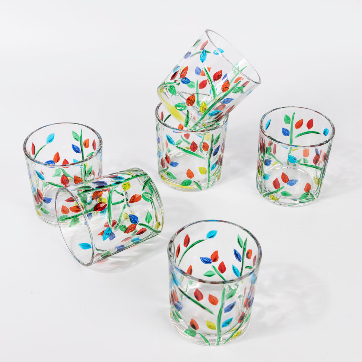 Wildflowers Glass Tumblers (set of 6 - assorted sizes)