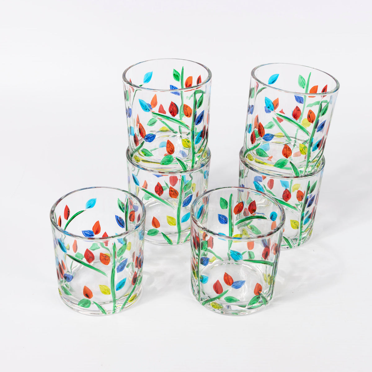 Wildflowers Glass Tumblers (set of 6 - assorted sizes)