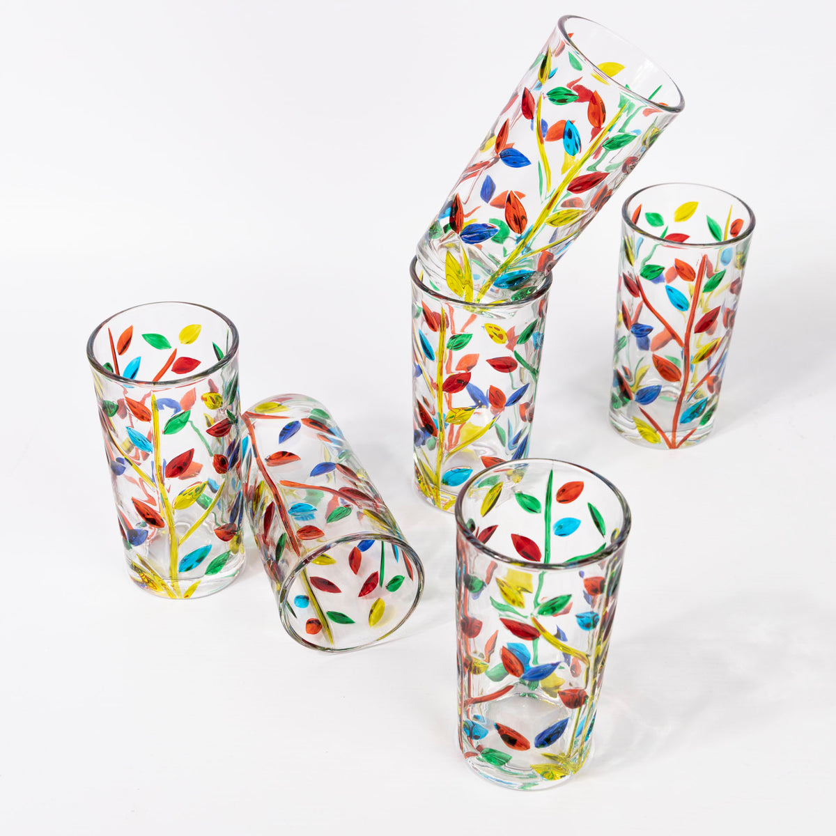 Wildflowers Glass Tumblers (set of 6 - assorted sizes)