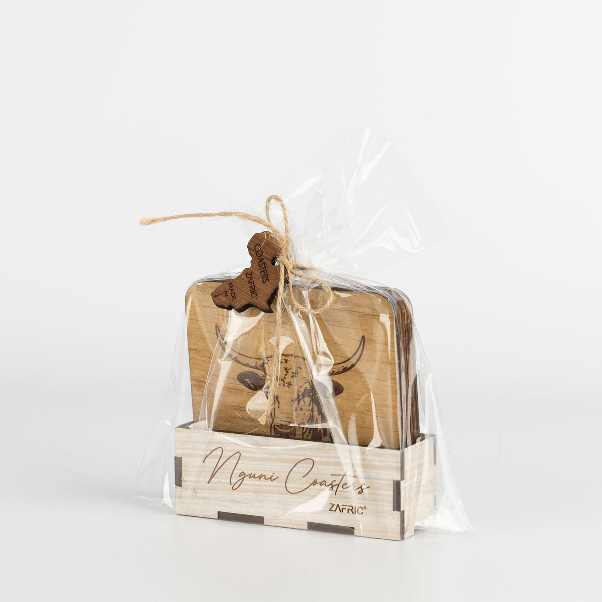 Wooden Nguni Coasters with Stands (set of 4)