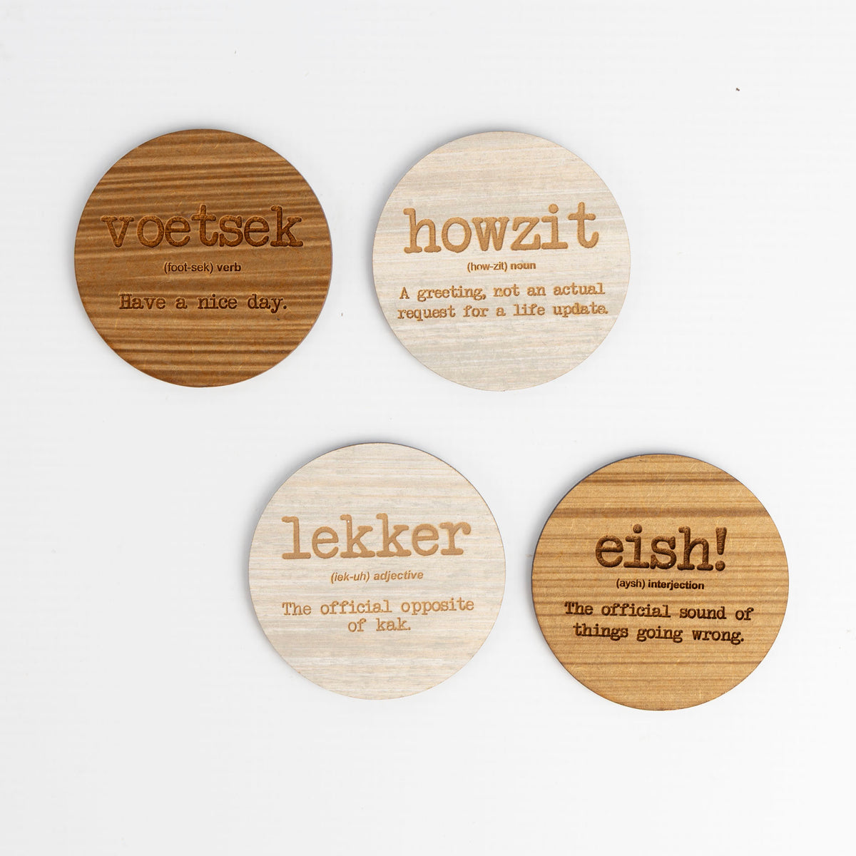 Mzansi Novelty Wooden Car Coasters (Set of 2 – assorted styles)