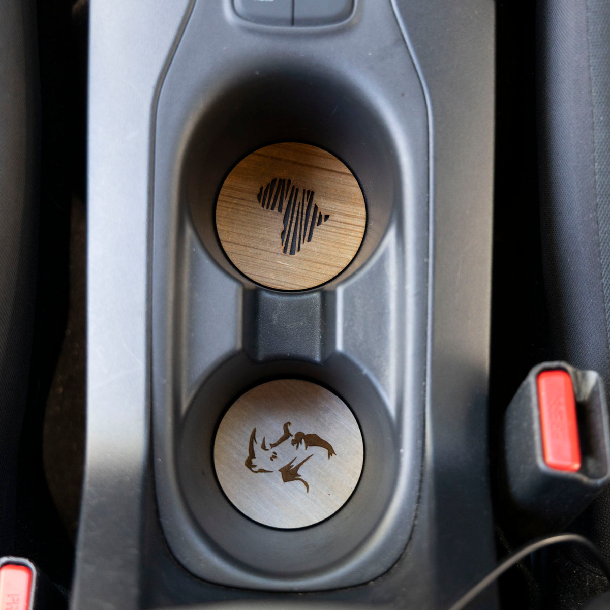 Wooden Africa-Inspired Car Coasters (Set of 2 – assorted styles)