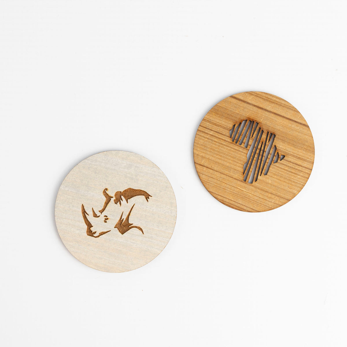 Wooden Africa-Inspired Car Coasters (Set of 2 – assorted styles)