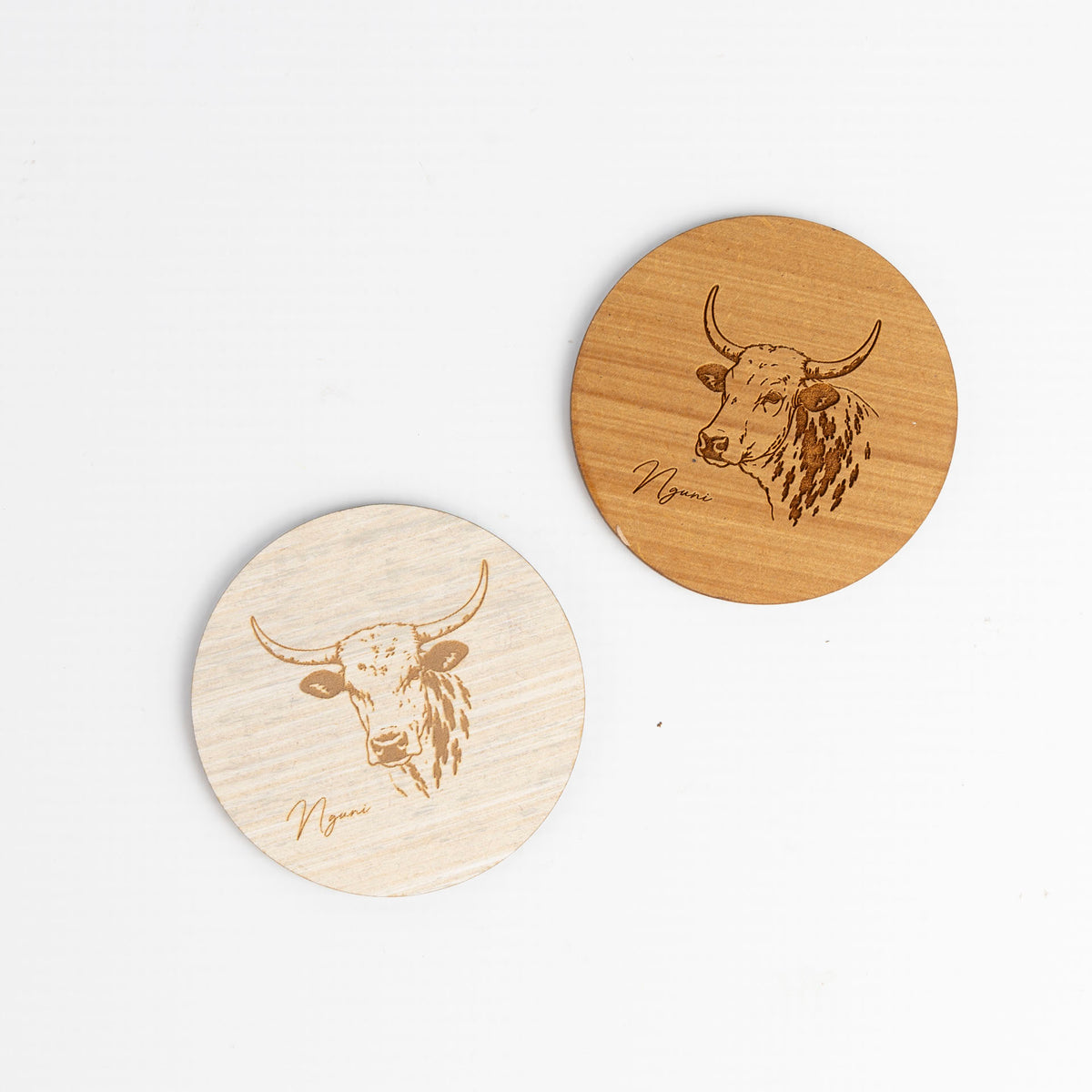 Wooden Nguni Car Coasters (set of 2)