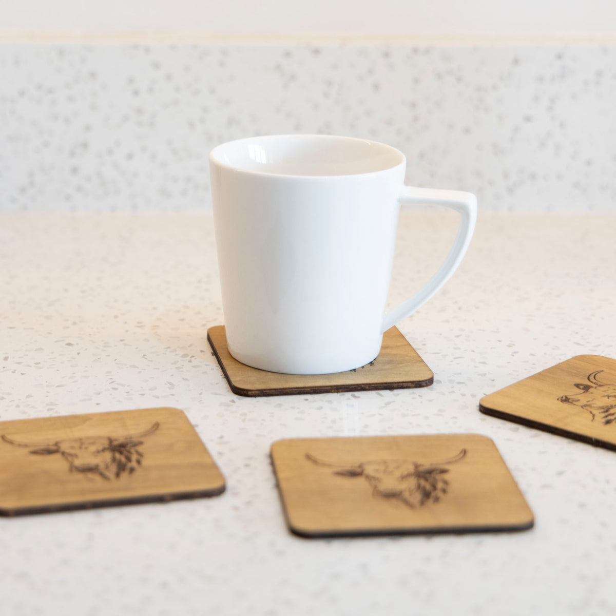 Wooden Nguni Coasters with Stands (set of 4)