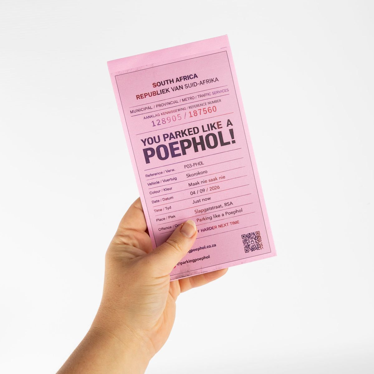 "Parking Poephol" Novelty Parking Tickets