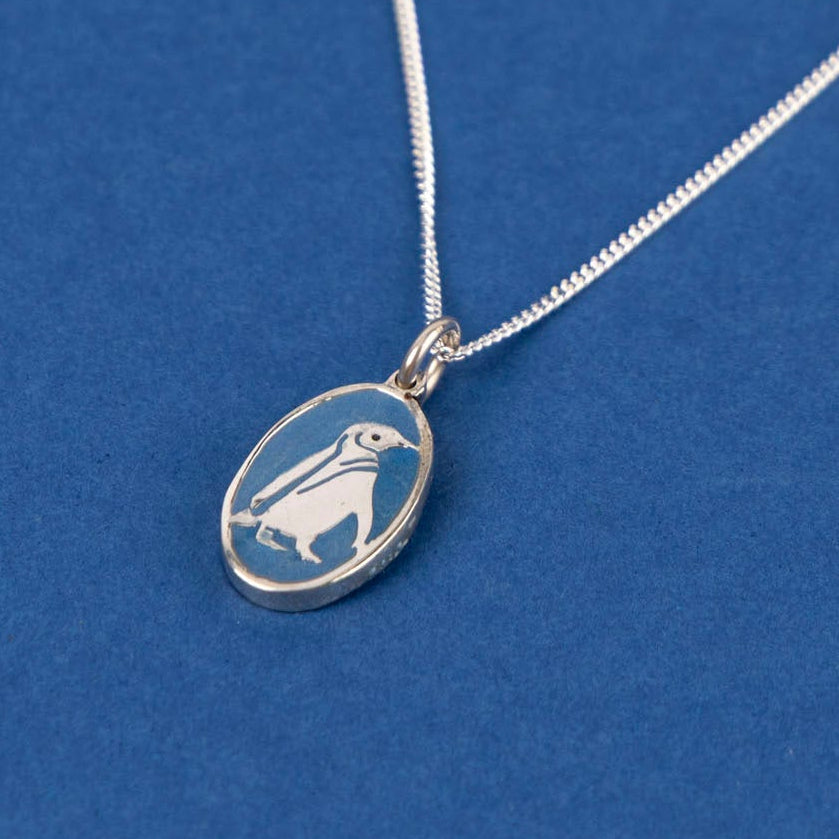 Sterling Silver and Resin Penguin Pendant