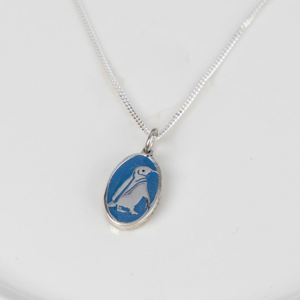 Sterling Silver and Resin Penguin Pendant