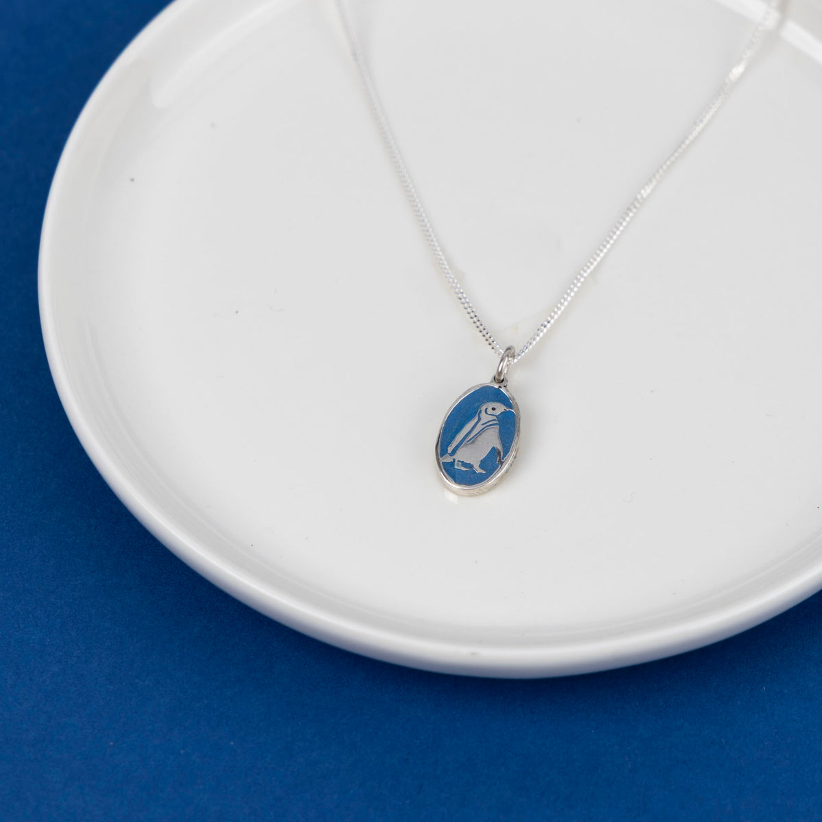 Sterling Silver and Resin Penguin Pendant