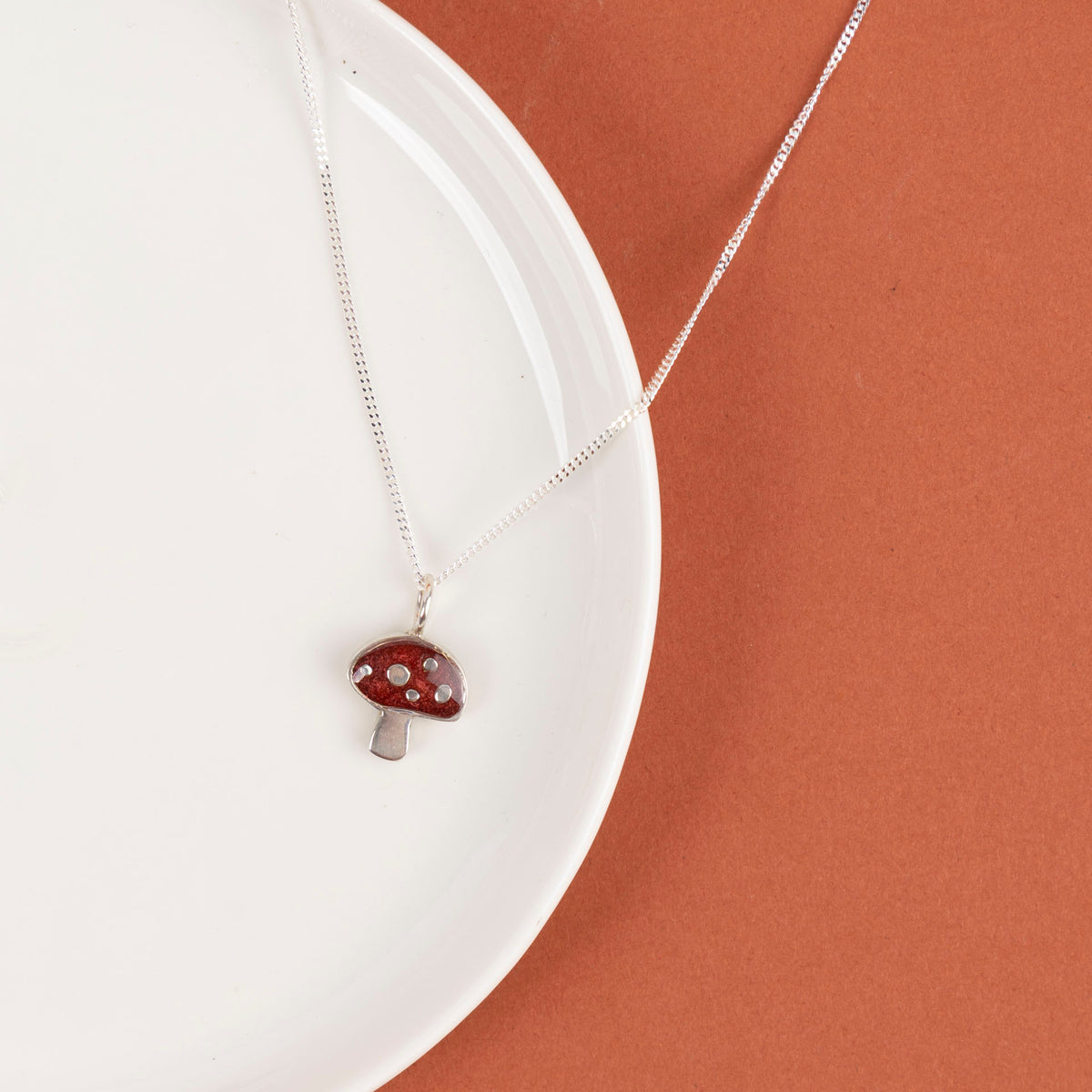 Sterling Silver and Resin Mushroom Pendant