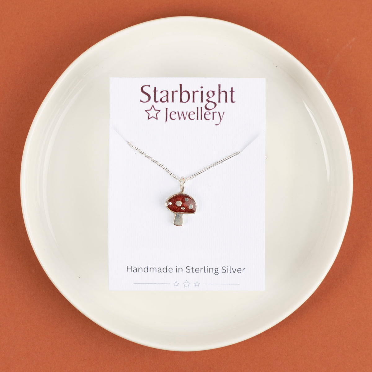 Sterling Silver and Resin Mushroom Pendant