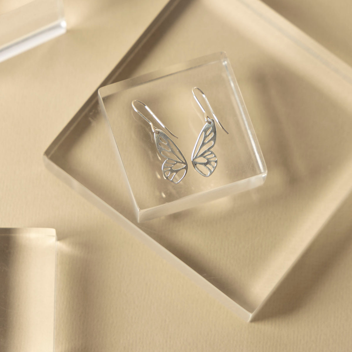 Sterling Silver Butterfly Wings Dangle Earrings