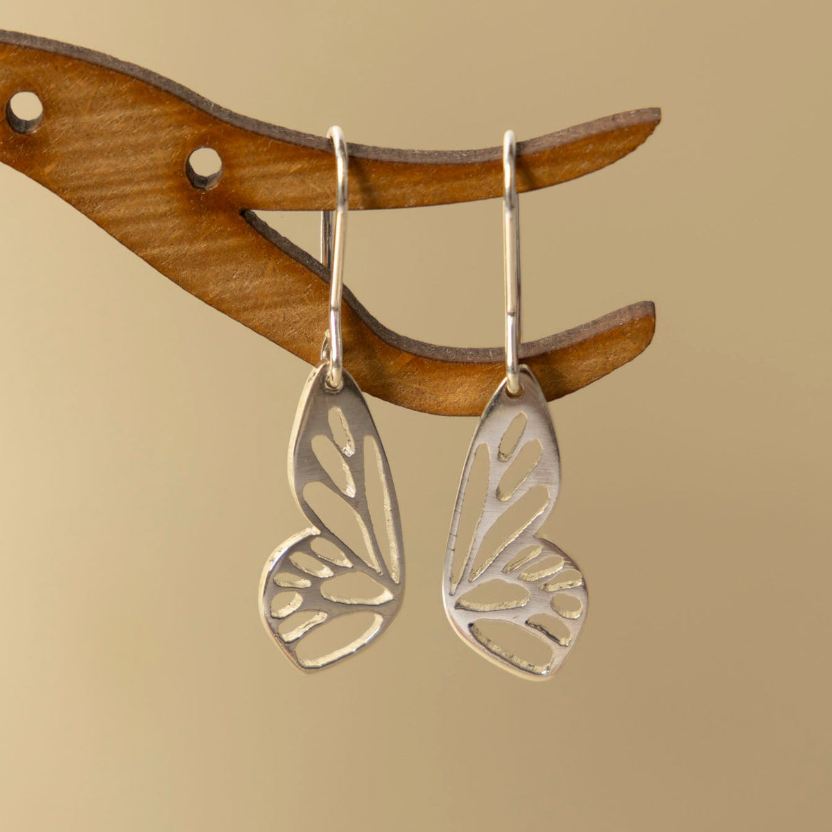 Sterling Silver Butterfly Wings Dangle Earrings