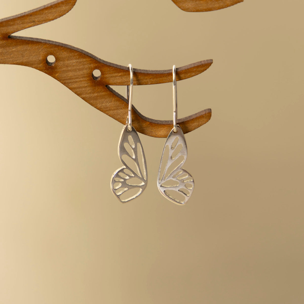 Sterling Silver Butterfly Wings Dangle Earrings