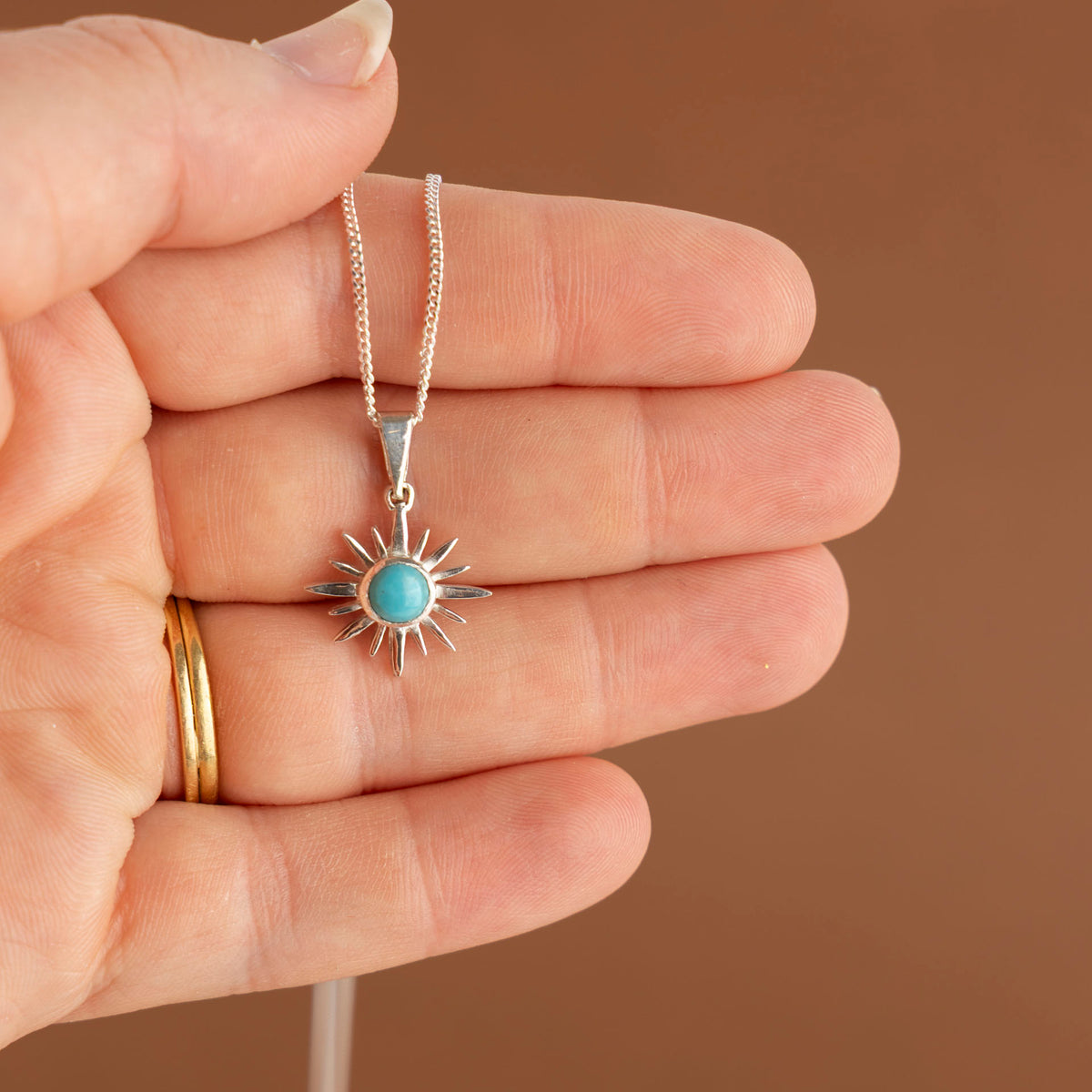 Sterling Silver and Turquoise Sunburst Necklace