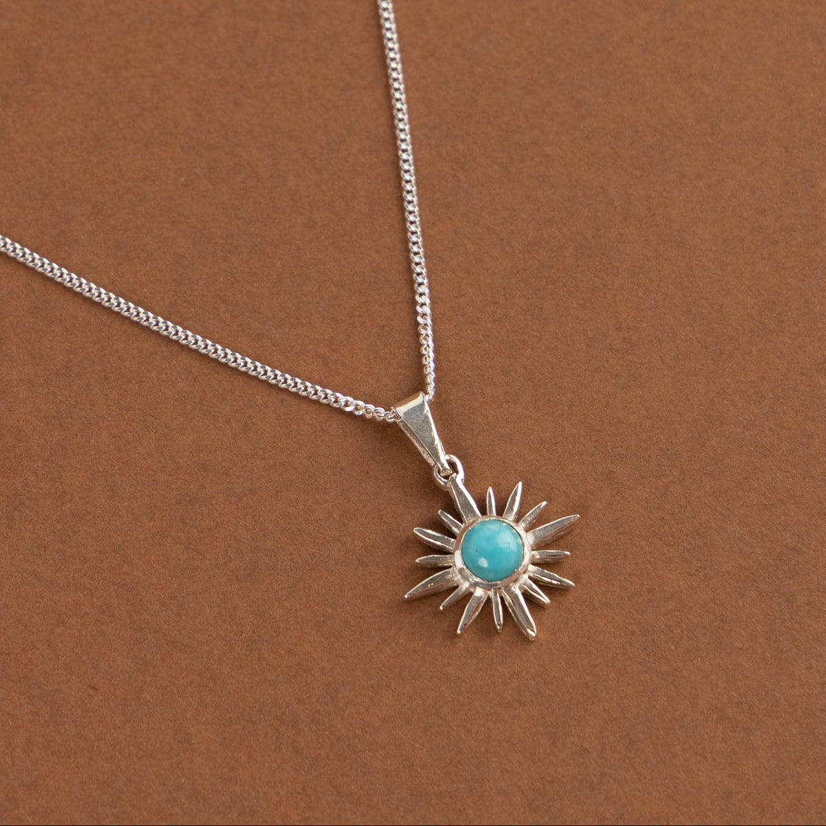 Sterling Silver and Turquoise Sunburst Necklace