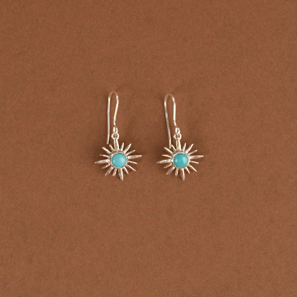 Sterling Silver and Turquoise Sunburst Dangle Earrings