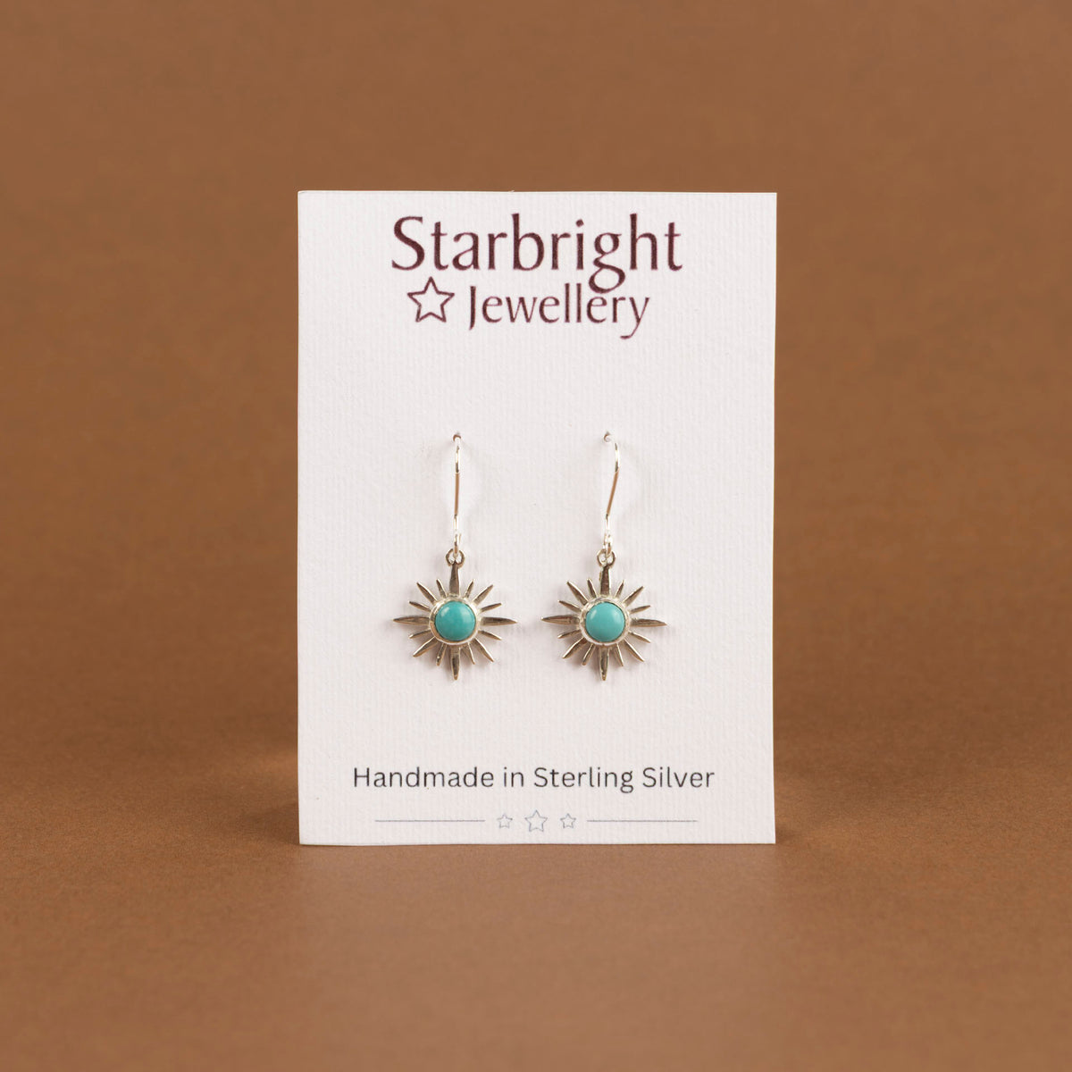 Sterling Silver and Turquoise Sunburst Dangle Earrings