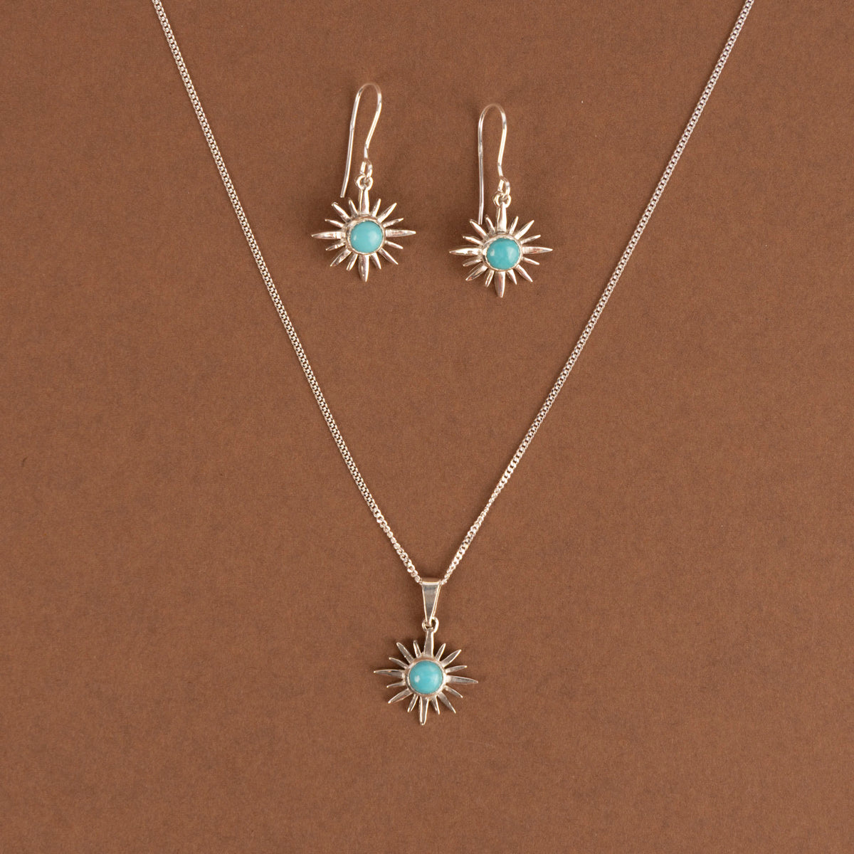 Sterling Silver and Turquoise Sunburst Necklace